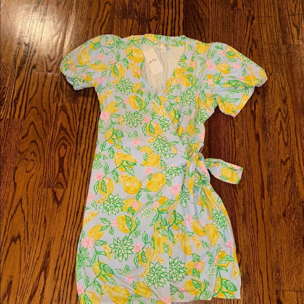 LILLY PULITZER sailynn short-sleeve romper in bluette make lemonade Large NWT - Picture 5 of 10